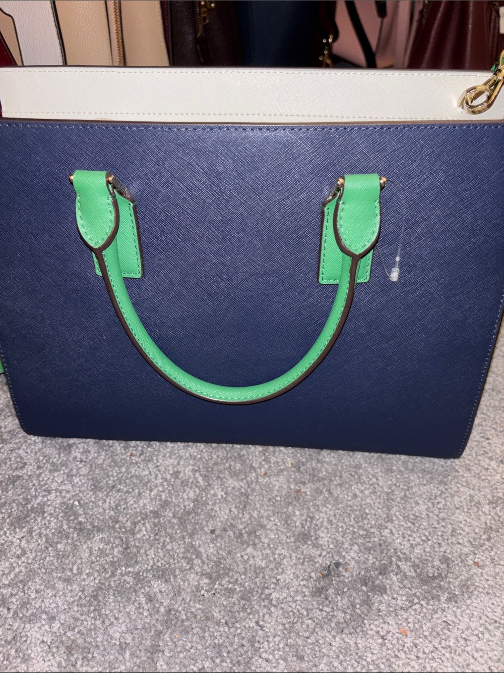 kate spade Navy, White & Green Saffiano Leather Tote - Picture 4 of 10